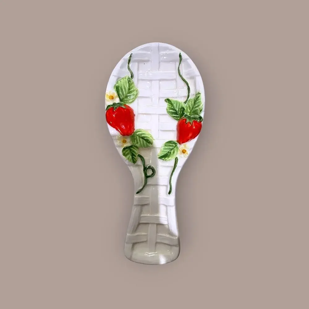 Vintage Mid-Century Japanese Export Ceramic Strawberry Spoon Rest